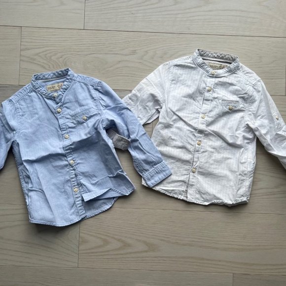 Zara Set of 2 Lot Boy's Long Sleeve Button Dress Shirts Various Sizes 3-4 yrs - Picture 1 of 3